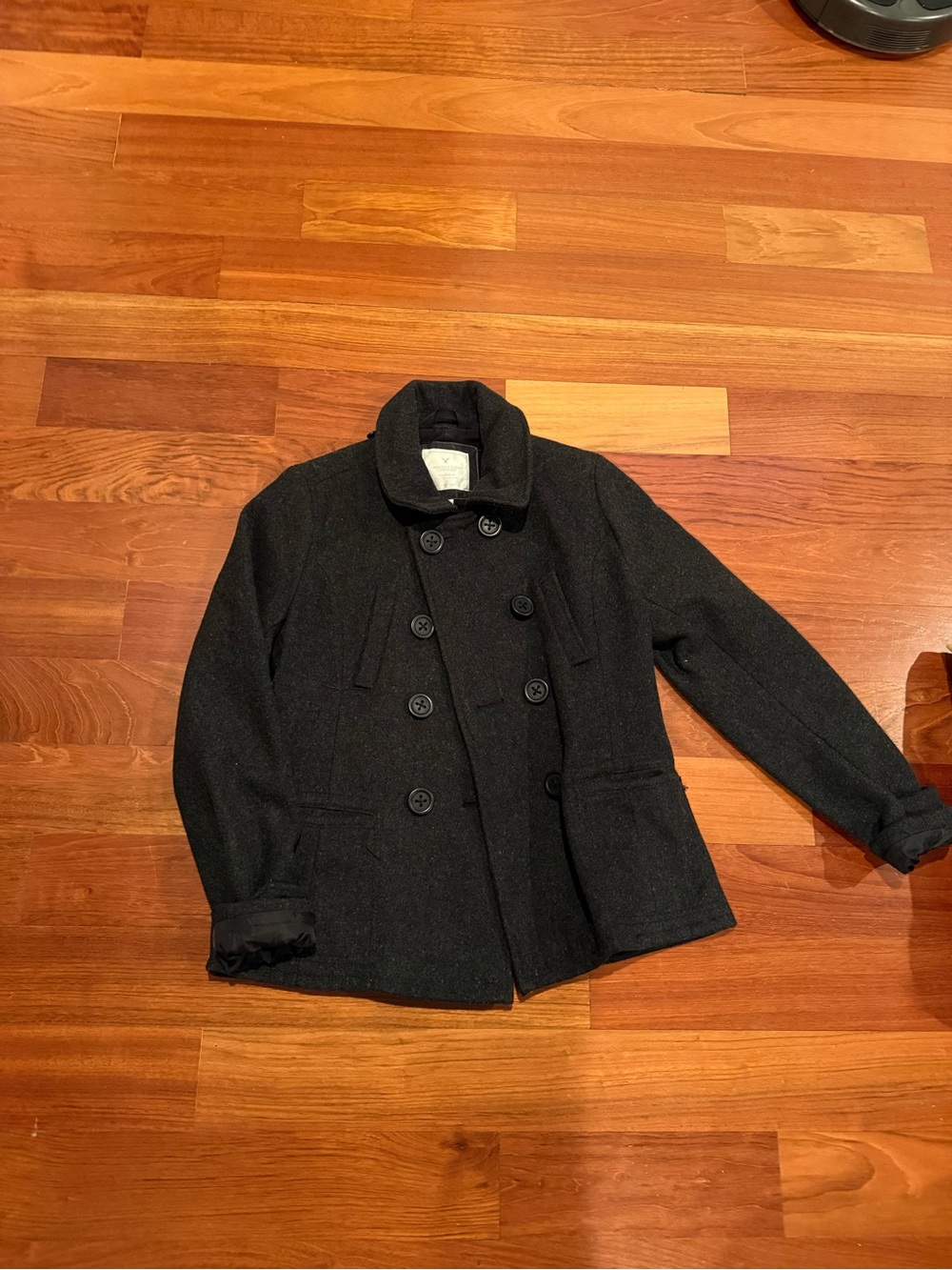 American Eagle Outfitters Black Double-Breasted Pea Coat
